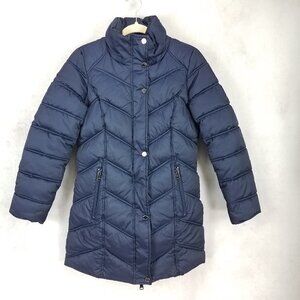 +Kenneth Cole New York Women's S Quilted Puffer Coat Jacket in Navy Blue